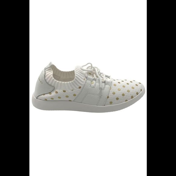 Isaac Mizrahi Live! Polka-Dot Lace-Up Knit Sneaker White - Medium - Picture 1 of 5